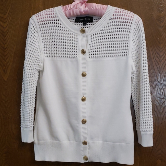 St. John Sweaters - St. John White Knit Cardigan